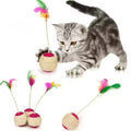 Sisal Scratching Ball Cat Toy Interactive Feather Training Toy for Kittens & Cats