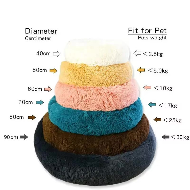 Calming Donut Pet Bed Ultra Soft Plush Washable Bed for Cats & Dogs