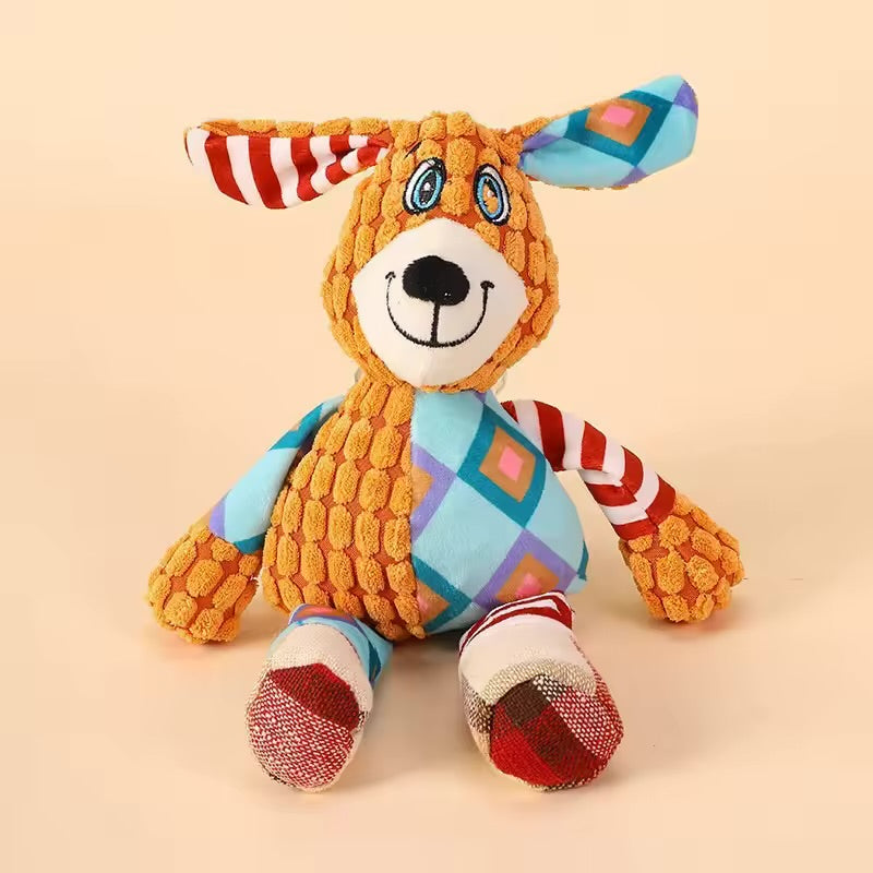 Cute Animal Squeaky Dog Chew Toy Bite Resistant Interactive Plush Toy for Puppies