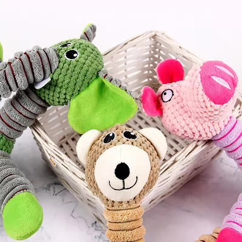 Indestructible Large Dog Squeaky Plush Toy Animal Shape Dental Chew & Molar Training Toy