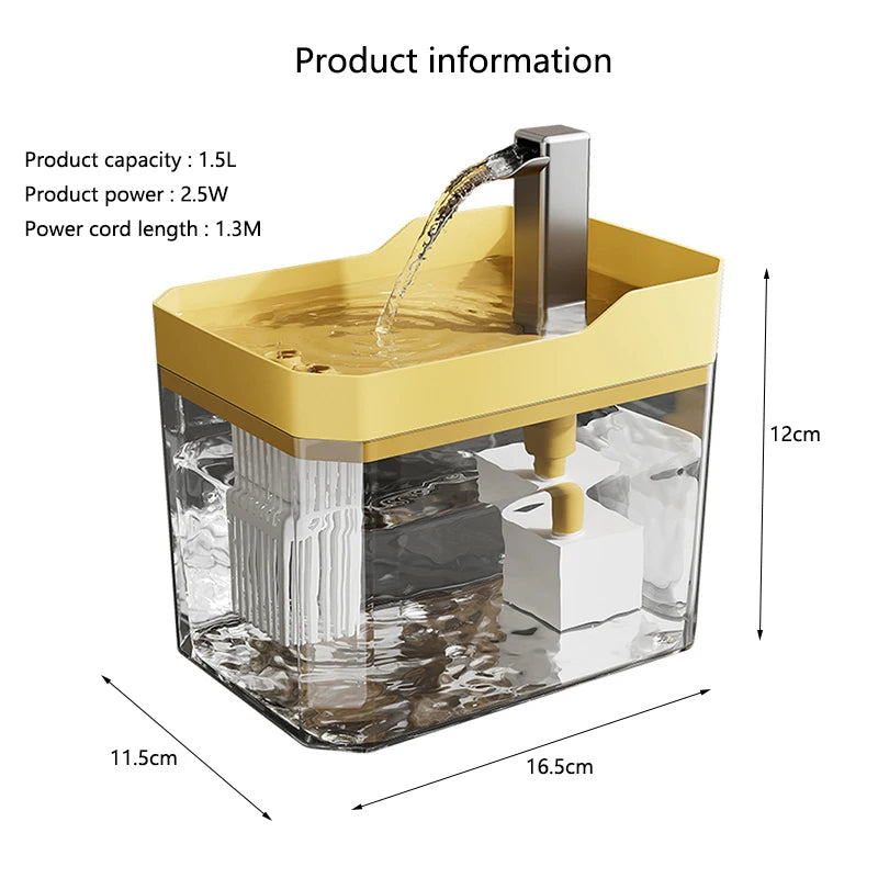 Transparent Automatic Pet Water Fountain Plug-In Circulating Water Dispenser for Cats & Dogs