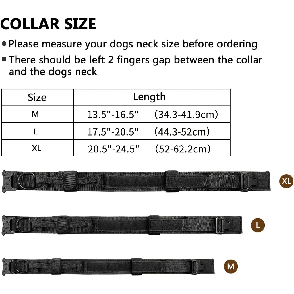 Tactical Military Dog Collar Adjustable Heavy Duty Nylon Collar with Control Handle for Medium & Large Dogs
