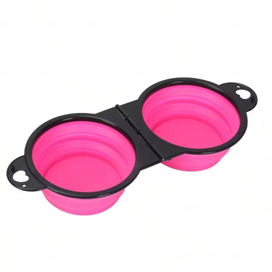 2-in-1 Foldable Pet Travel Bowl Portable Dual Food & Water Bowl for Dogs & Cats