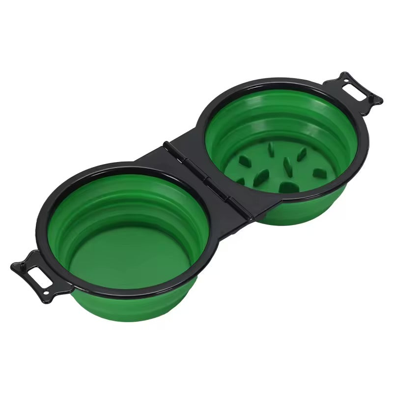 2-in-1 Foldable Pet Travel Bowl Portable Dual Food & Water Bowl for Dogs & Cats