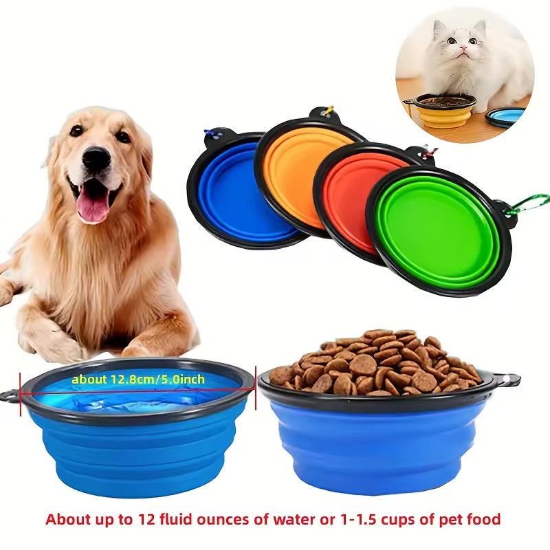 Collapsible Pet Travel Bowl Portable Silicone Food & Water Bowl for Cats & Dogs