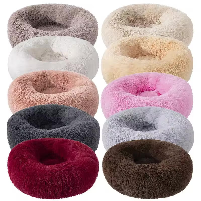 Calming Donut Pet Bed Ultra Soft Plush Washable Bed for Cats & Dogs