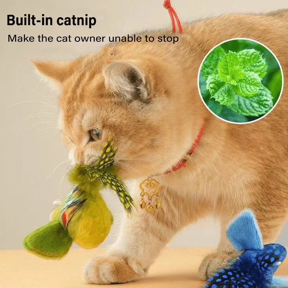 Realistic Bird Sound Cat Toy Interactive Catnip Plush Bird Toy for Cats & Kittens