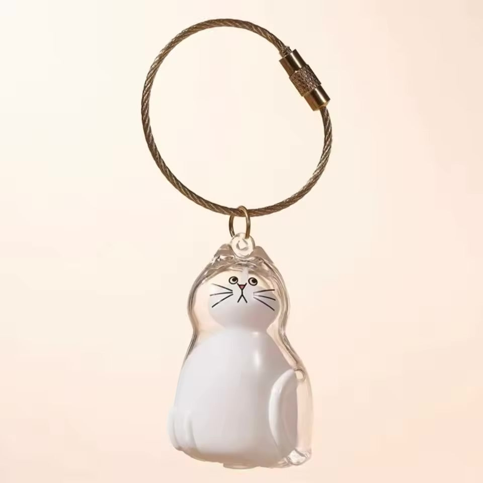 Pet Hair Memorial Keychain Cute Cat & Dog Shape Keepsake Bottle for Pet Lovers