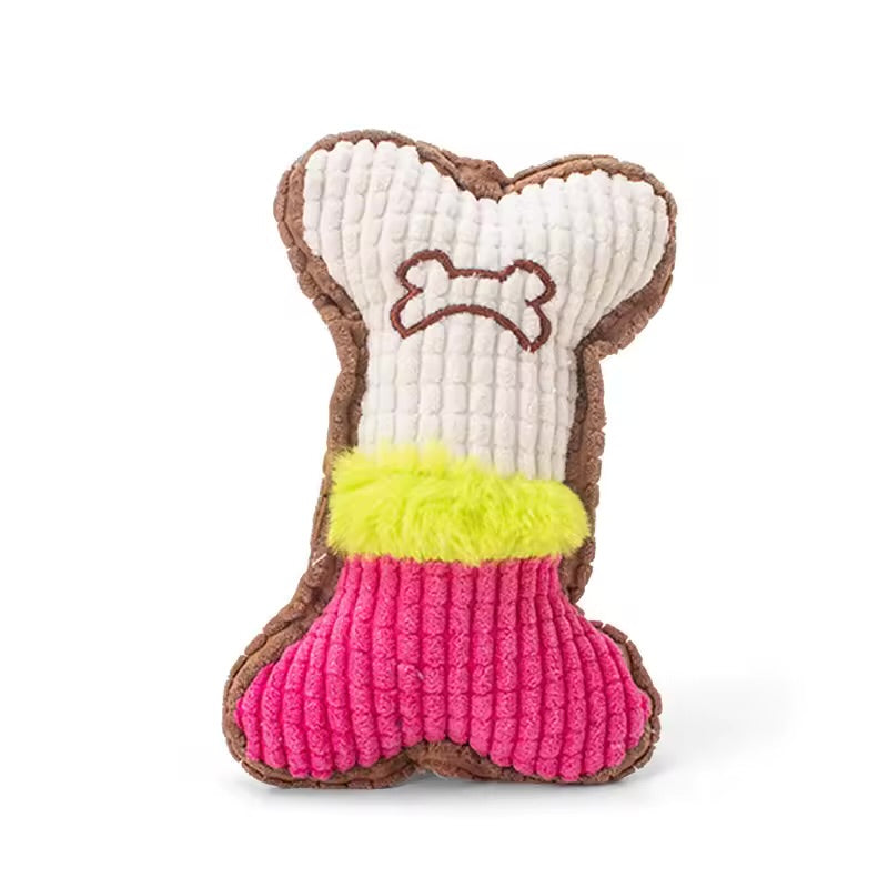 Squeaky Plush Bone Dog Chew Toy Teeth Cleaning Toy for Puppies & Aggressive Chewers