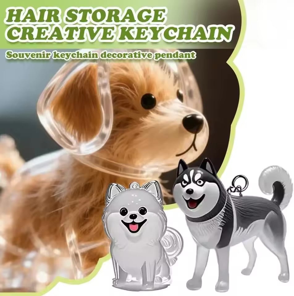 Pet Hair Memorial Keychain Cute Cat & Dog Shape Keepsake Bottle for Pet Lovers