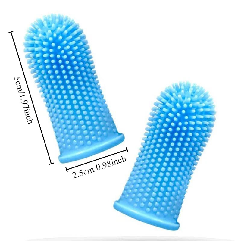 Pet Finger Toothbrush Set Silicone Teeth Cleaning Brush for Dogs & Cats