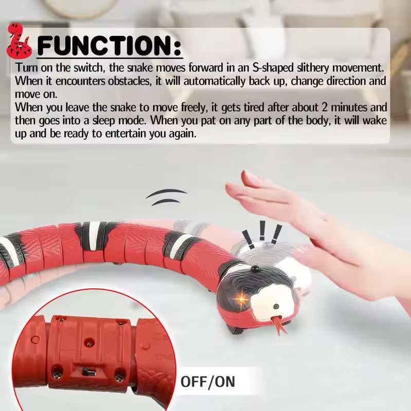 Smart Sensing Electronic Snake Cat Toy USB Rechargeable Automatic Interactive Teaser for Cats