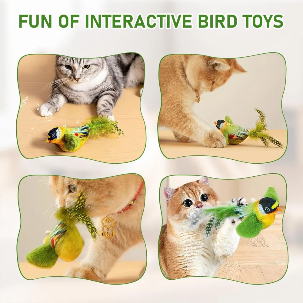 Realistic Bird Sound Cat Toy Interactive Catnip Plush Bird Toy for Cats & Kittens
