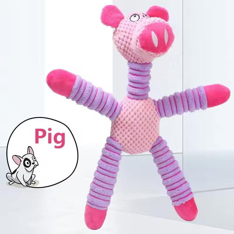 Indestructible Large Dog Squeaky Plush Toy Animal Shape Dental Chew & Molar Training Toy