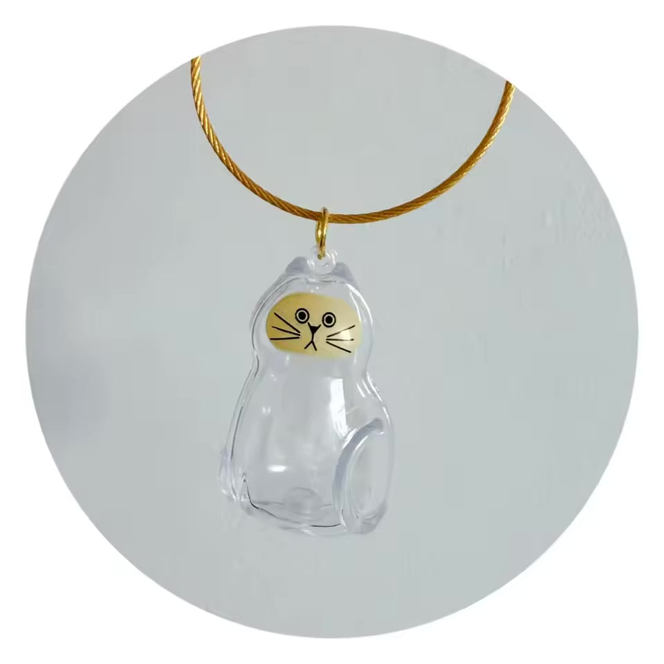 Pet Hair Memorial Keychain Cute Cat & Dog Shape Keepsake Bottle for Pet Lovers