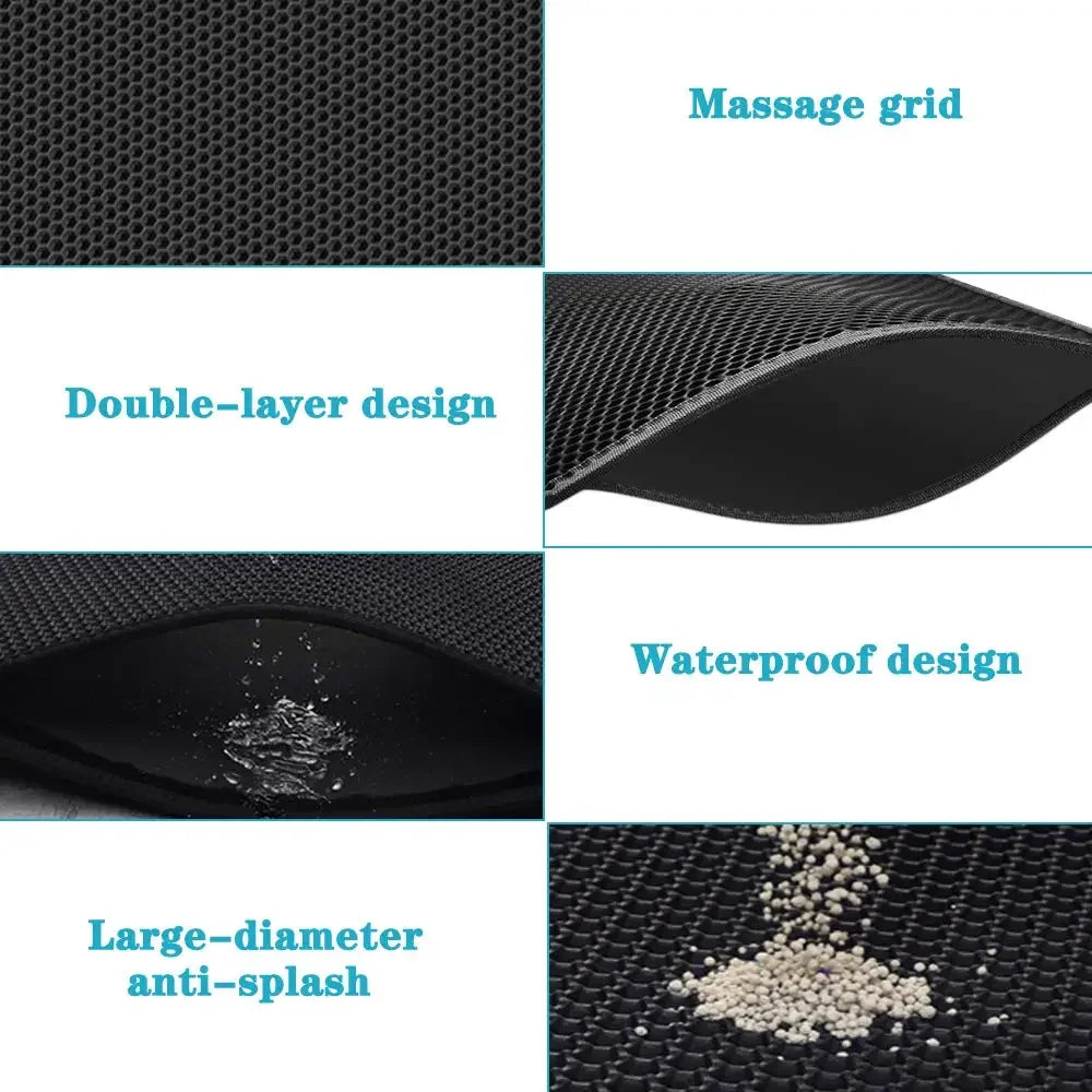 Double Layer Cat Litter Mat Waterproof Non-Slip Trapping Mat for Litter Box