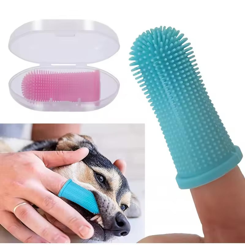 Pet Finger Toothbrush Set Silicone Teeth Cleaning Brush for Dogs & Cats