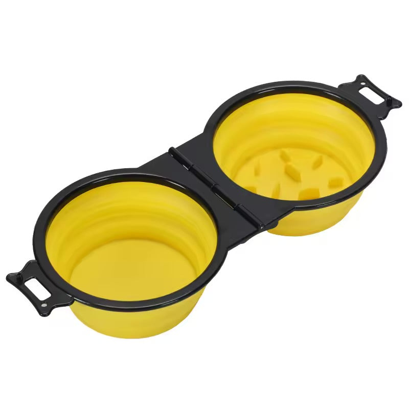 2-in-1 Foldable Pet Travel Bowl Portable Dual Food & Water Bowl for Dogs & Cats