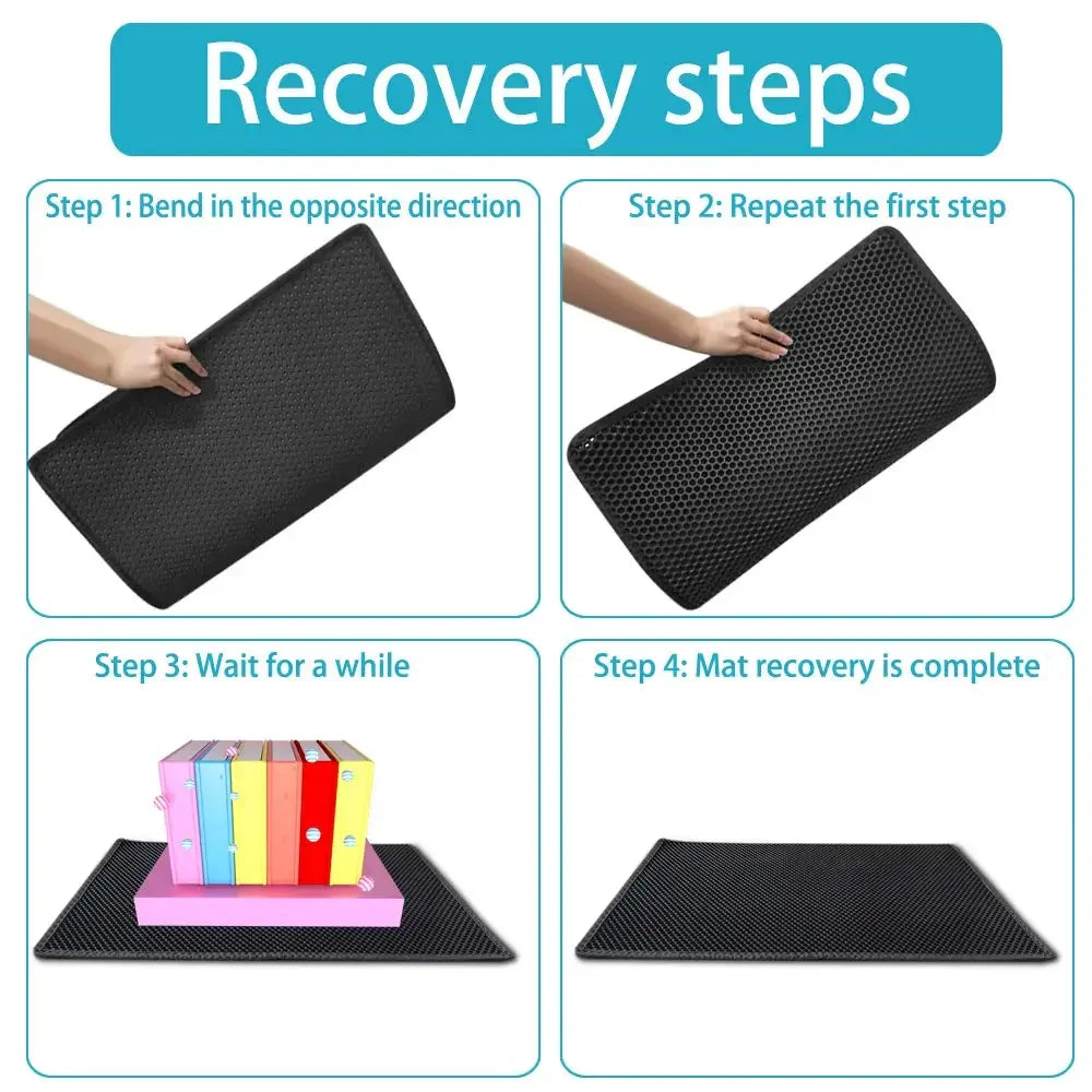 Double Layer Cat Litter Mat Waterproof Non-Slip Trapping Mat for Litter Box