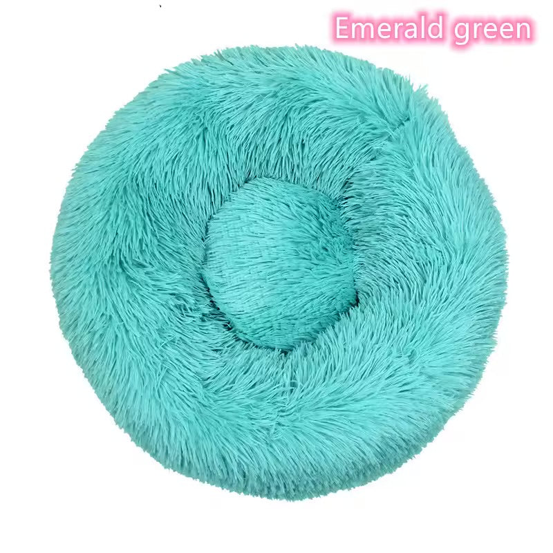 Calming Donut Pet Bed Ultra Soft Plush Washable Bed for Cats & Dogs