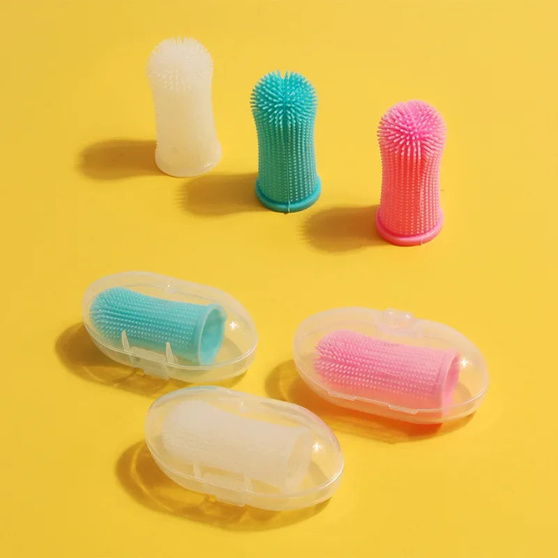 Pet Finger Toothbrush Set Silicone Teeth Cleaning Brush for Dogs & Cats