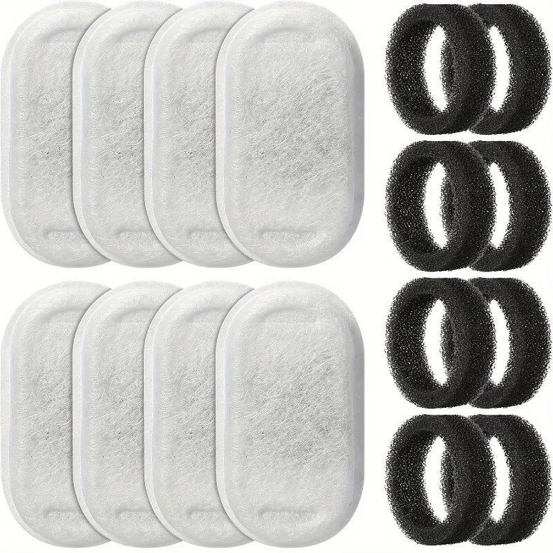 8pc Cat Water Fountain Replacement Filters Compatible Multi-Model Filter Set for Pet Water Dispensers
