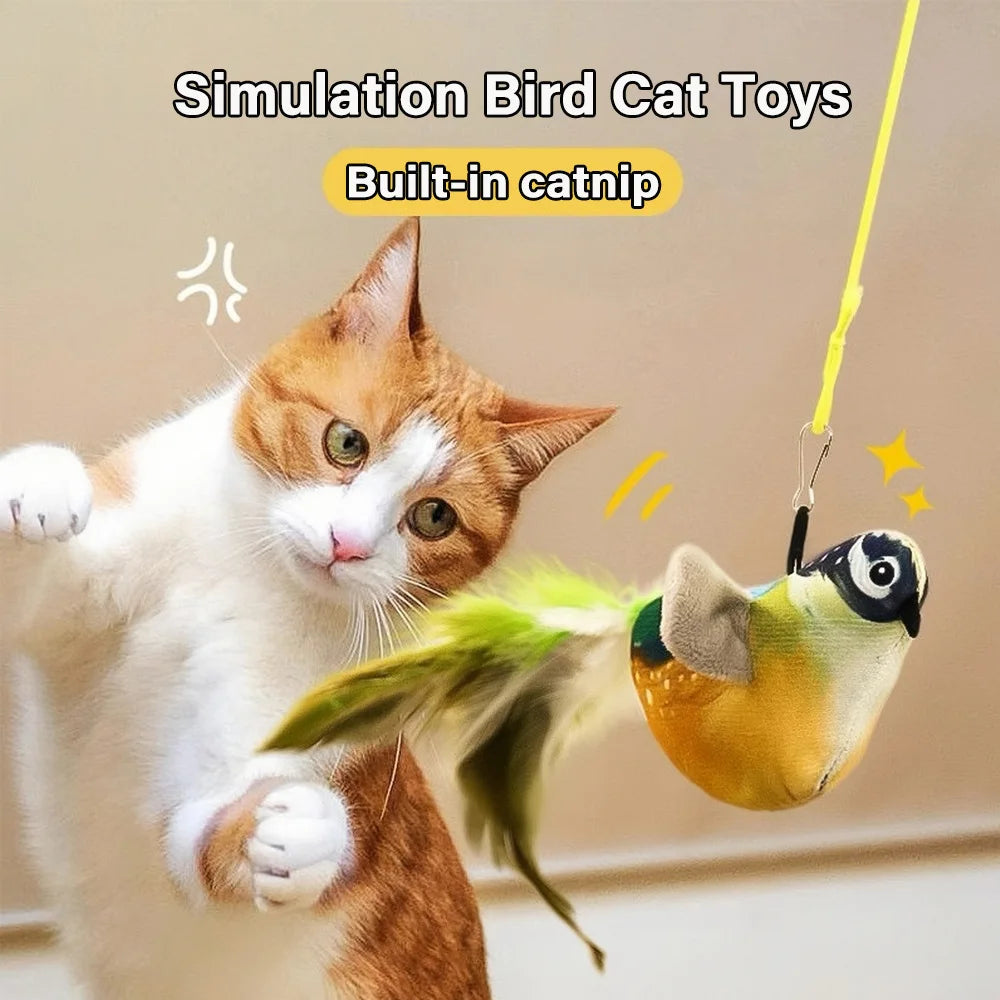 Realistic Bird Sound Cat Toy Interactive Catnip Plush Bird Toy for Cats & Kittens