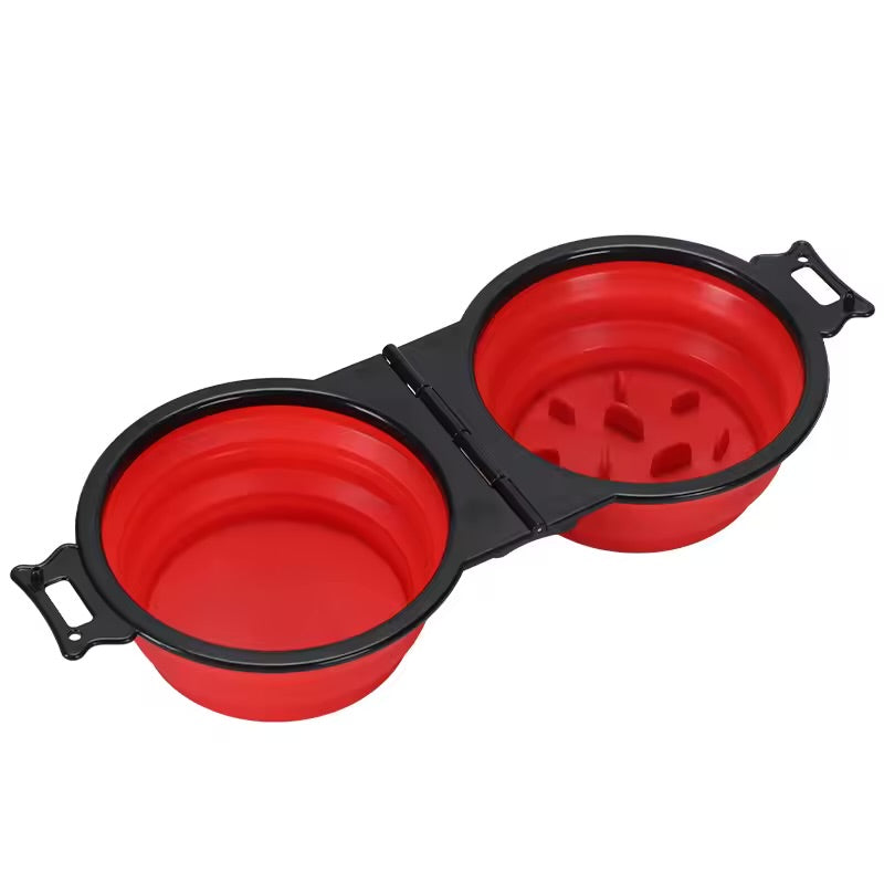 2-in-1 Foldable Pet Travel Bowl Portable Dual Food & Water Bowl for Dogs & Cats