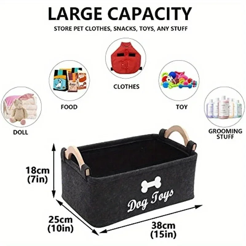 Felt Pet Toy Storage Box Organizer Basket for Dog & Cat Toys