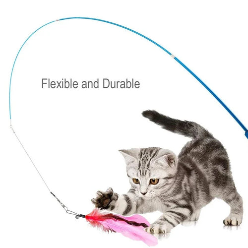 11pc Replacement Cat Feather Toy Set Retractable Cat Wand Replacement Heads