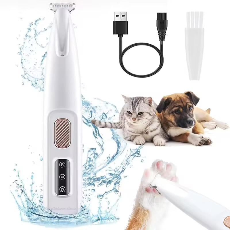 LED Pet Paw Hair Trimmer Waterproof Professional Dog Grooming Clipper with Wide Blade