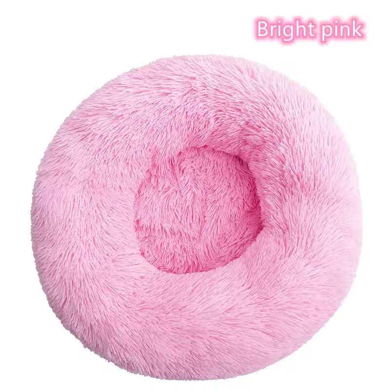 Calming Donut Pet Bed Ultra Soft Plush Washable Bed for Cats & Dogs