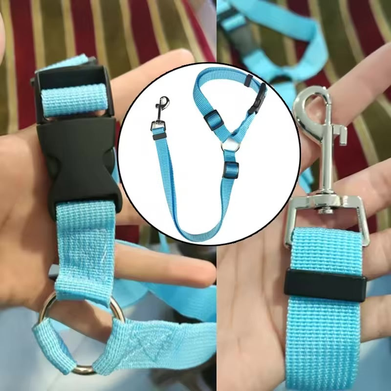 2-in-1 Dog Car Safety Belt & Harness Adjustable Nylon Seat Belt Leash for Dogs