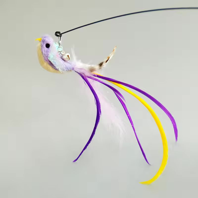 Hands-Free Cat Feather Wand Toy Suction Cup Interactive Hunting Toy with Bell
