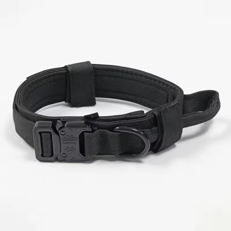 Tactical Military Dog Collar Adjustable Heavy Duty Nylon Collar with Control Handle for Medium & Large Dogs