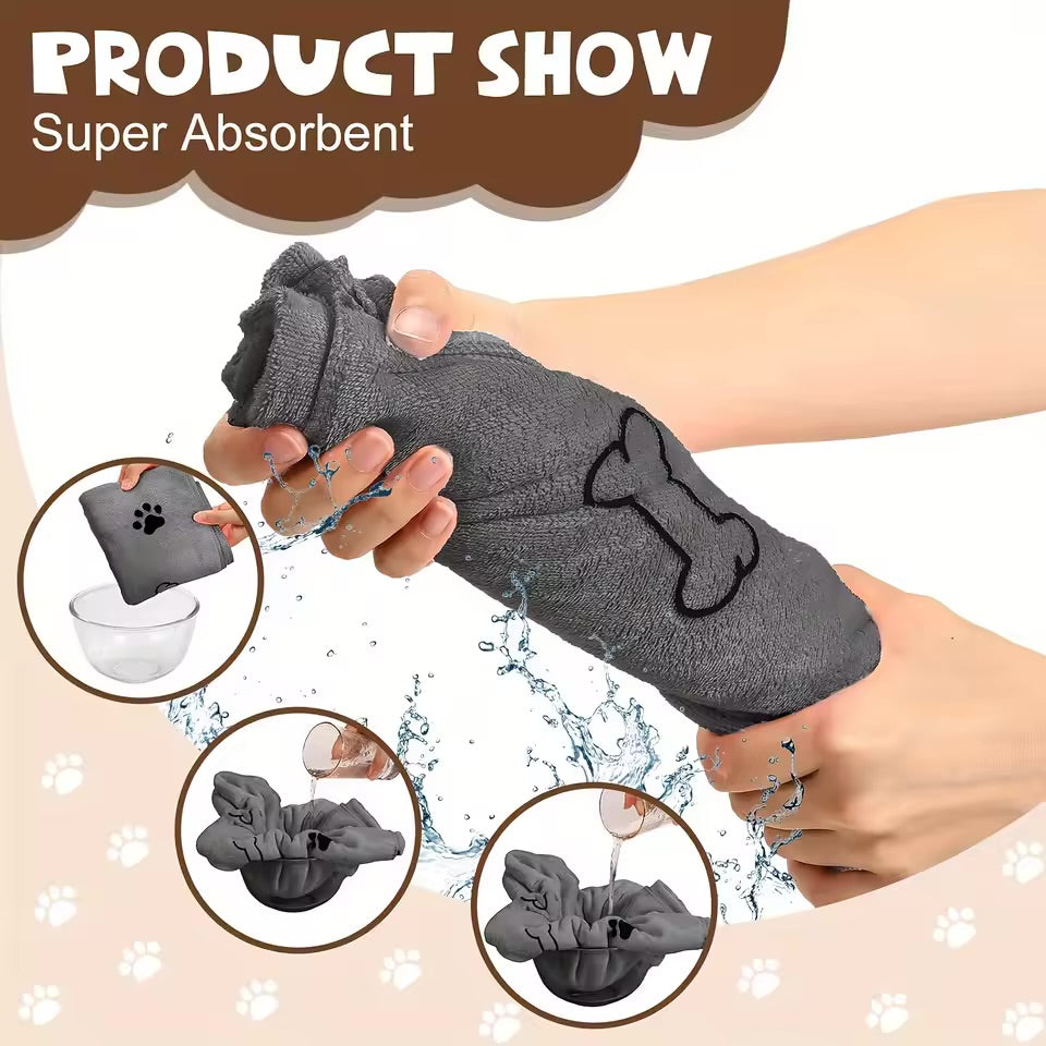 Quick-Dry Microfiber Pet Bath Towel Super Absorbent Drying Towel for Dogs & Cats
