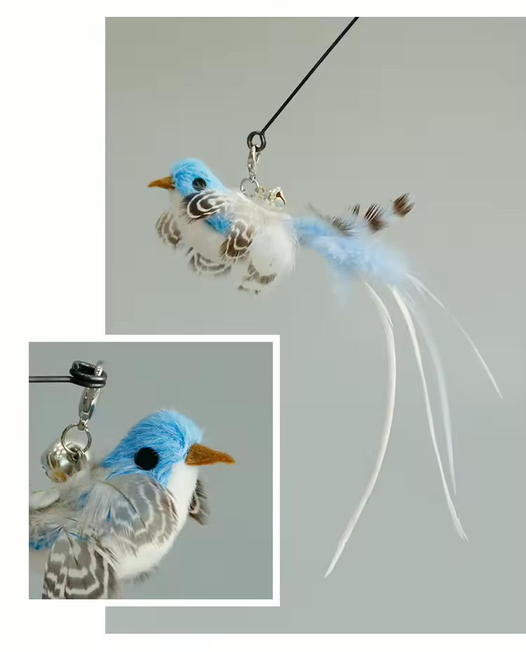 Hands-Free Cat Feather Wand Toy Suction Cup Interactive Hunting Toy with Bell