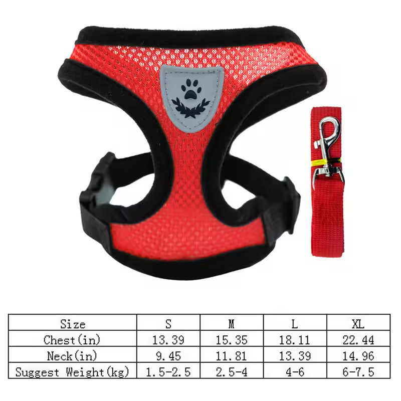 Breathable Summer Dog Harness & Leash Set Lightweight Vest for Small Dogs & Cats