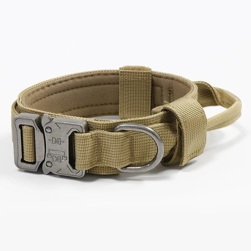 Tactical Military Dog Collar Adjustable Heavy Duty Nylon Collar with Control Handle for Medium & Large Dogs
