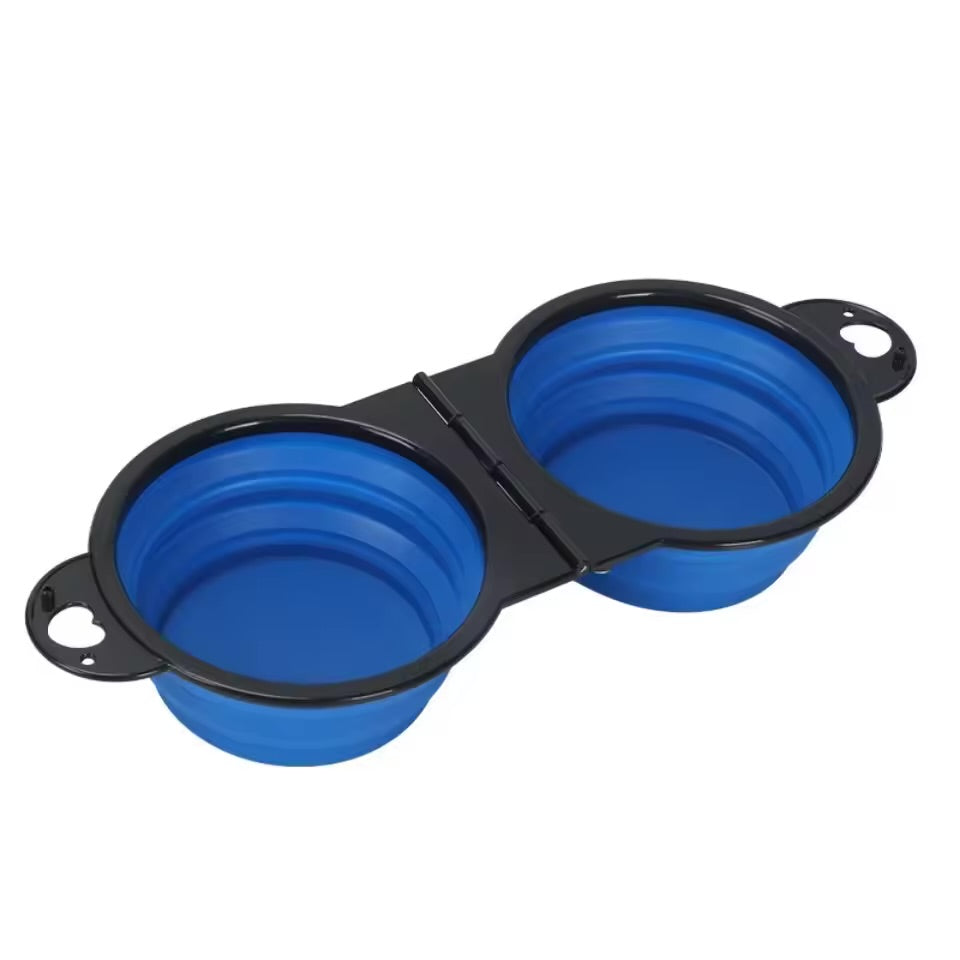 2-in-1 Foldable Pet Travel Bowl Portable Dual Food & Water Bowl for Dogs & Cats