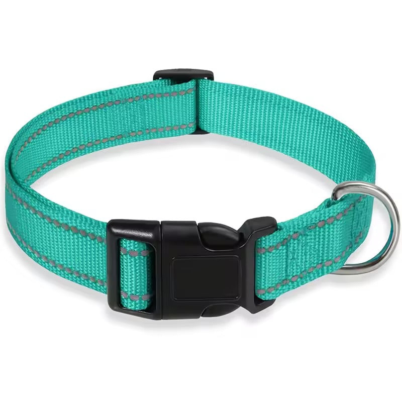 Reflective Dog Collar Adjustable Safety Nylon Collar & Leash for Small & Medium Dogs