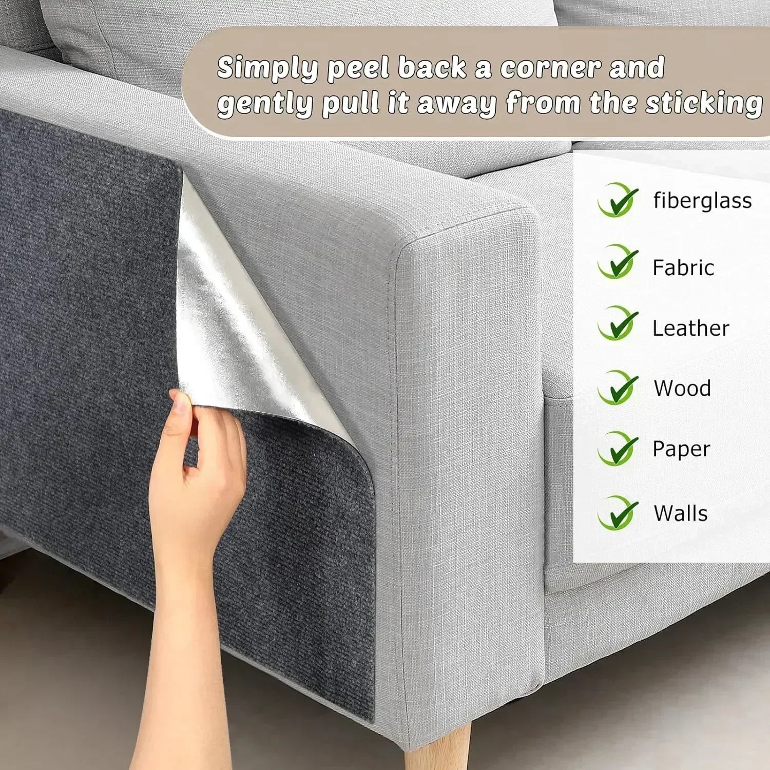 Self Adhesive Cat Scratching Mat Trimmable Furniture & Sofa Corner Protector for Cats