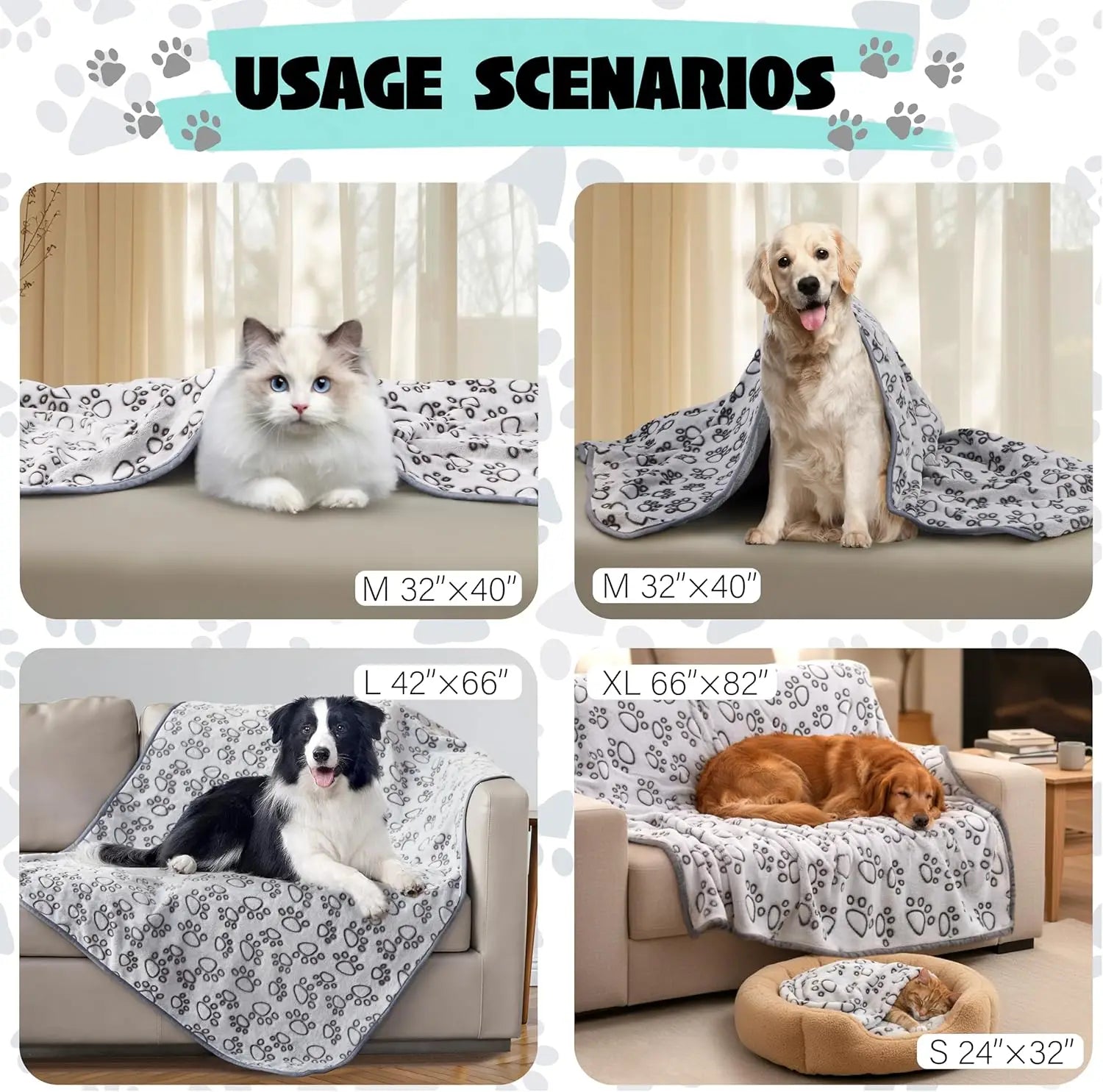 Premium Soft Pet Blanket Washable Cozy Blanket for Cats & Dogs of All Sizes
