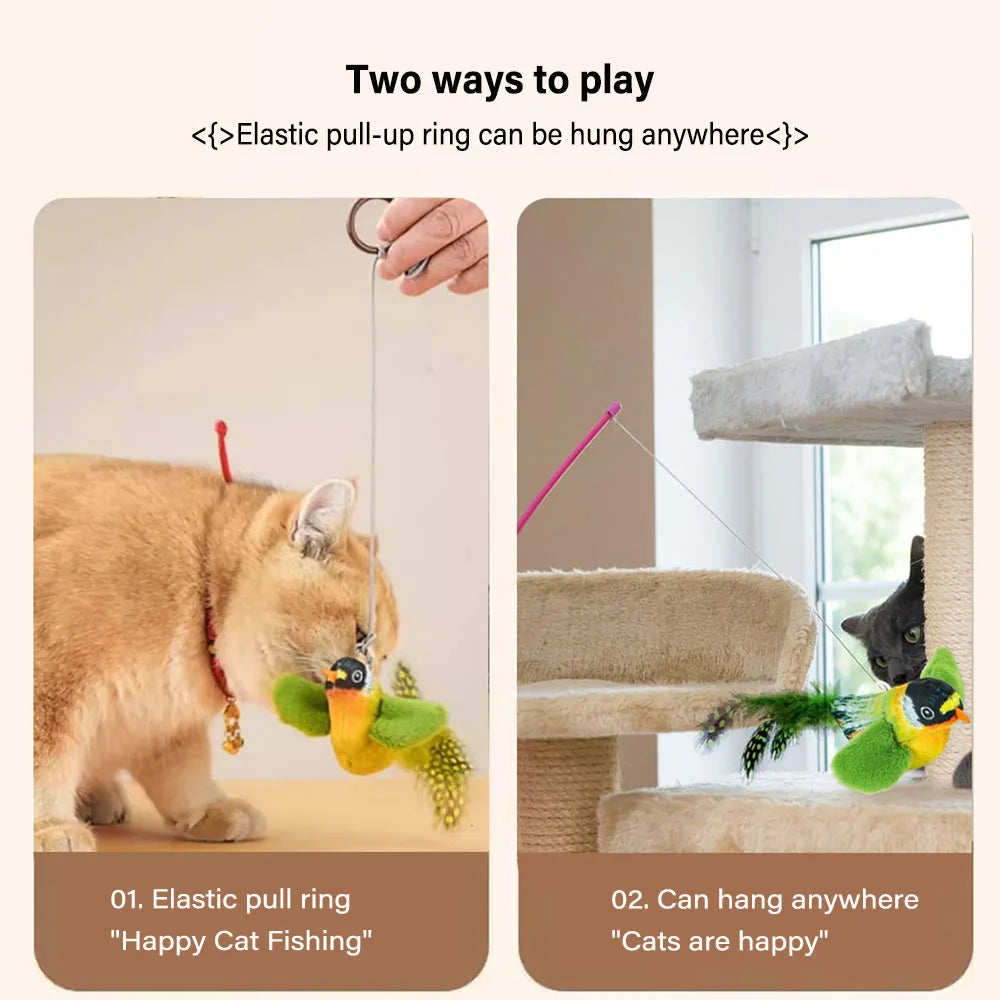Realistic Bird Sound Cat Toy Interactive Catnip Plush Bird Toy for Cats & Kittens