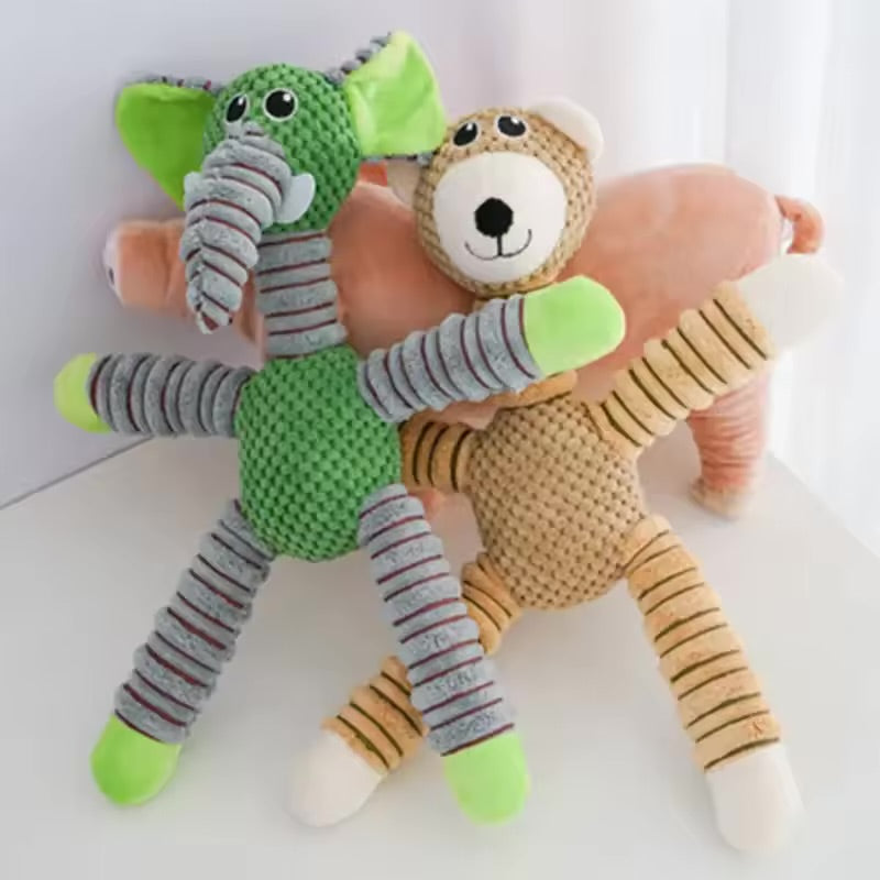 Indestructible Large Dog Squeaky Plush Toy Animal Shape Dental Chew & Molar Training Toy