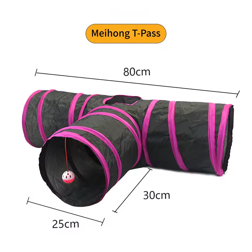 Foldable Cat Tunnel Toy Breathable Collapsible Play Tube for Indoor Cats