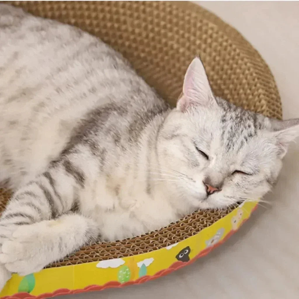 Oval Cat Scratching Board  Corrugated Cardboard Claw Grinder & Cat Nest