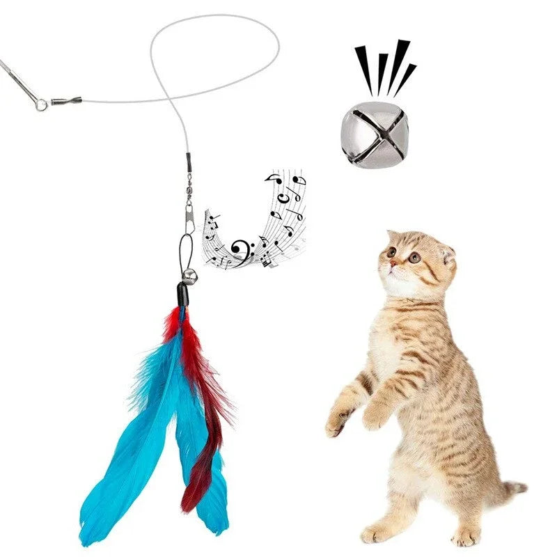 11pc Replacement Cat Feather Toy Set Retractable Cat Wand Replacement Heads