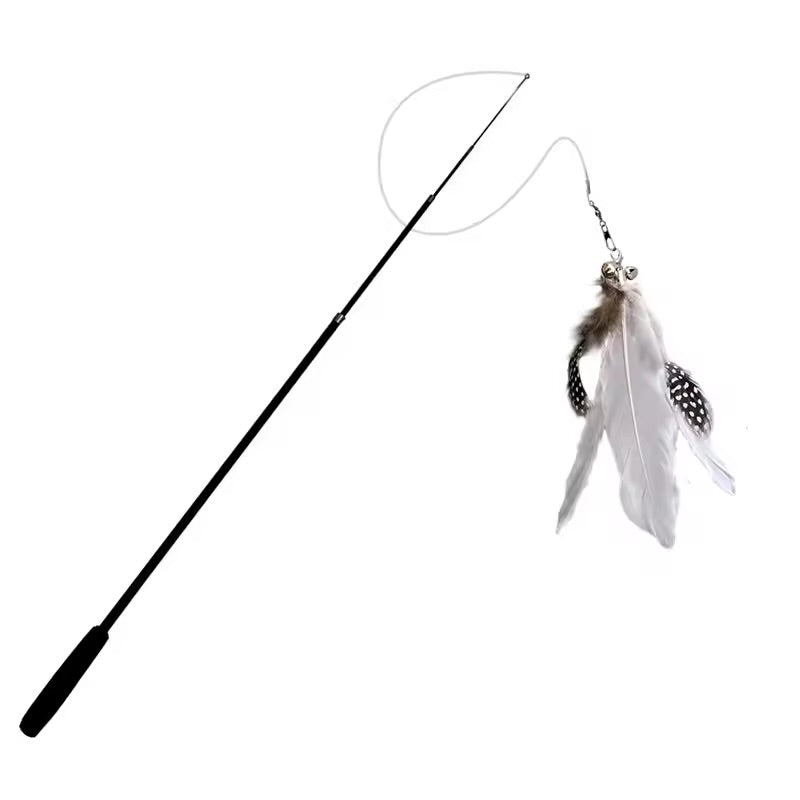 Extra Long 1.8M Telescopic Cat Fishing Rod Scratch Resistant Feather Wand Toy for Cats