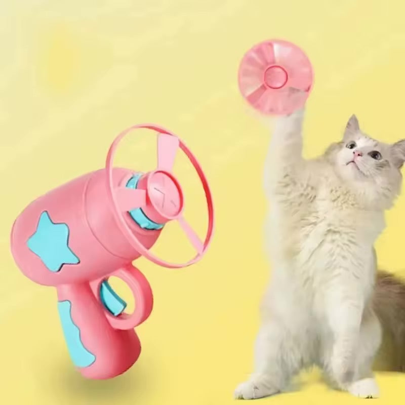 Mini Flying Disc Shooter Cat Toy Interactive Launch & Chase Game for Cats & Kittens